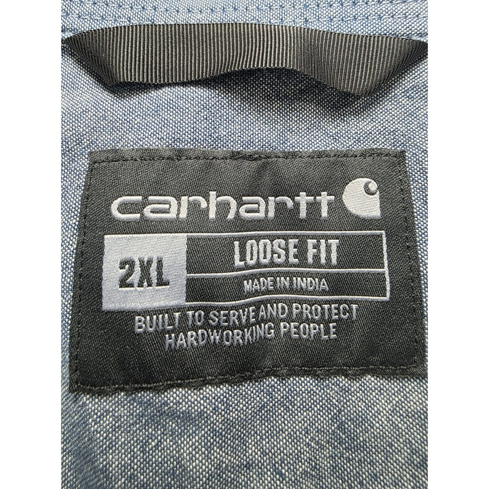 Carhartt 2XL Triple Stitch Loose Fit Chambray Button Up Shirt Casual Heavy Duty - Picture 6 of 10
